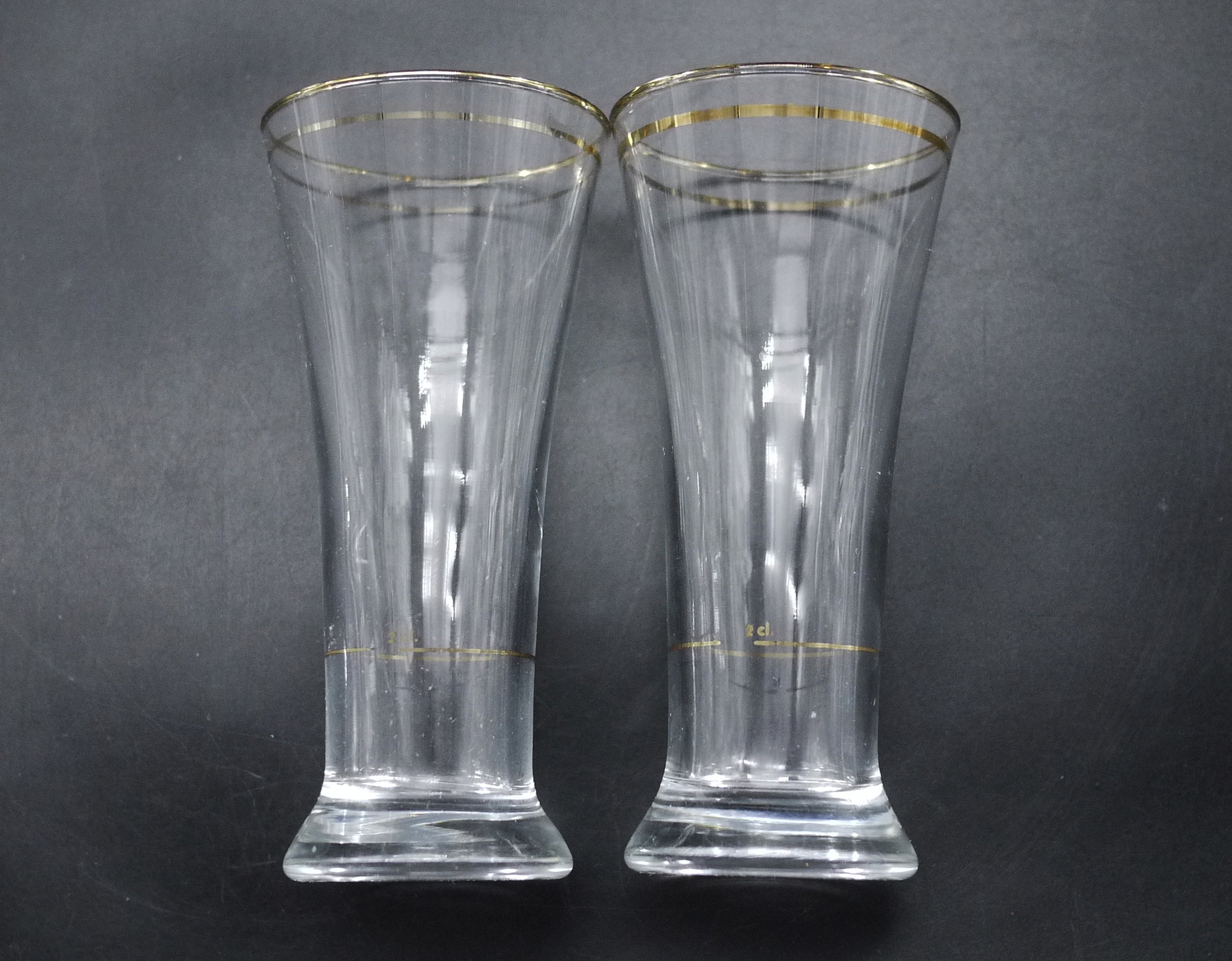 French Art Deco Pastis Glasses With Gold Rim, S/2