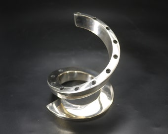 Vintage Modern Candlestick Holder Silver Plated 1970s Design Sculptural Table Centerpiece