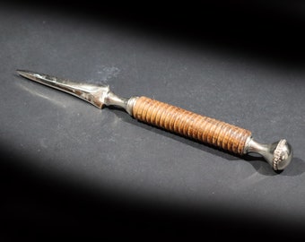 Elegant Vintage Letter Opener French Chromed Steel and Wood Paper Knife