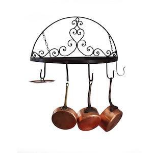 Antique French Iron Large Hanging and Folding Pot Rack