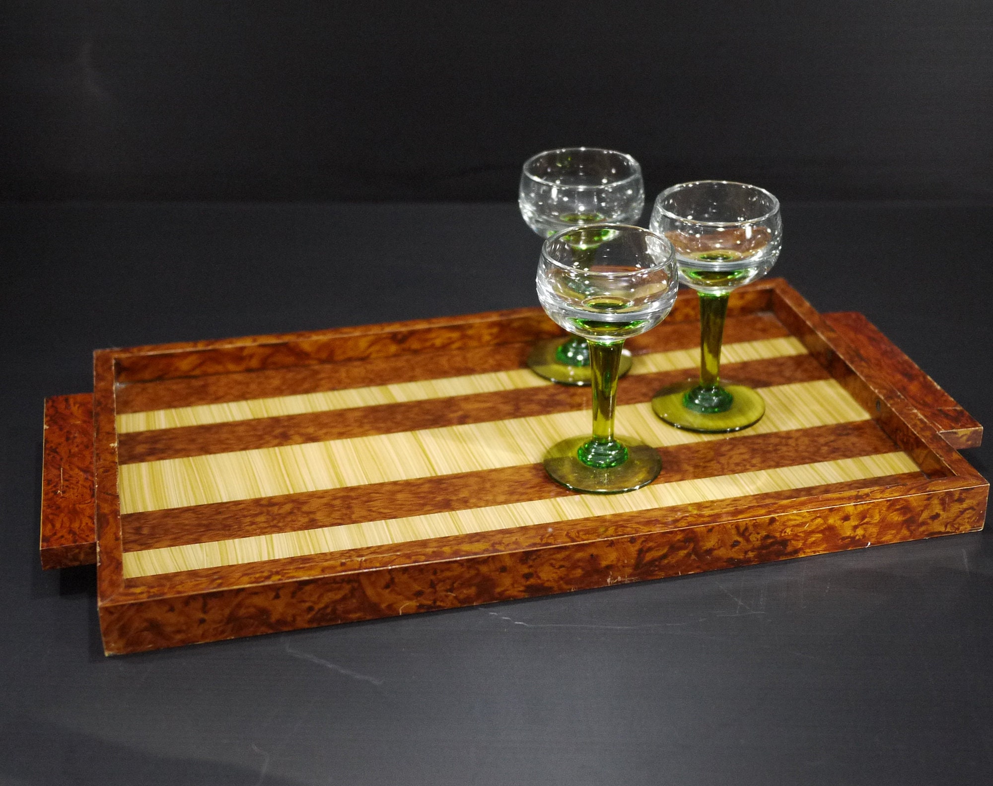 Art Deco Cocktail Tray French Reverse Painted Serving Tray