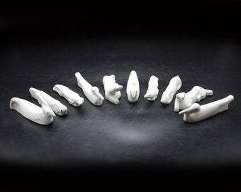 Art Deco Porcelain Animal Figure Knife Rests, S/10