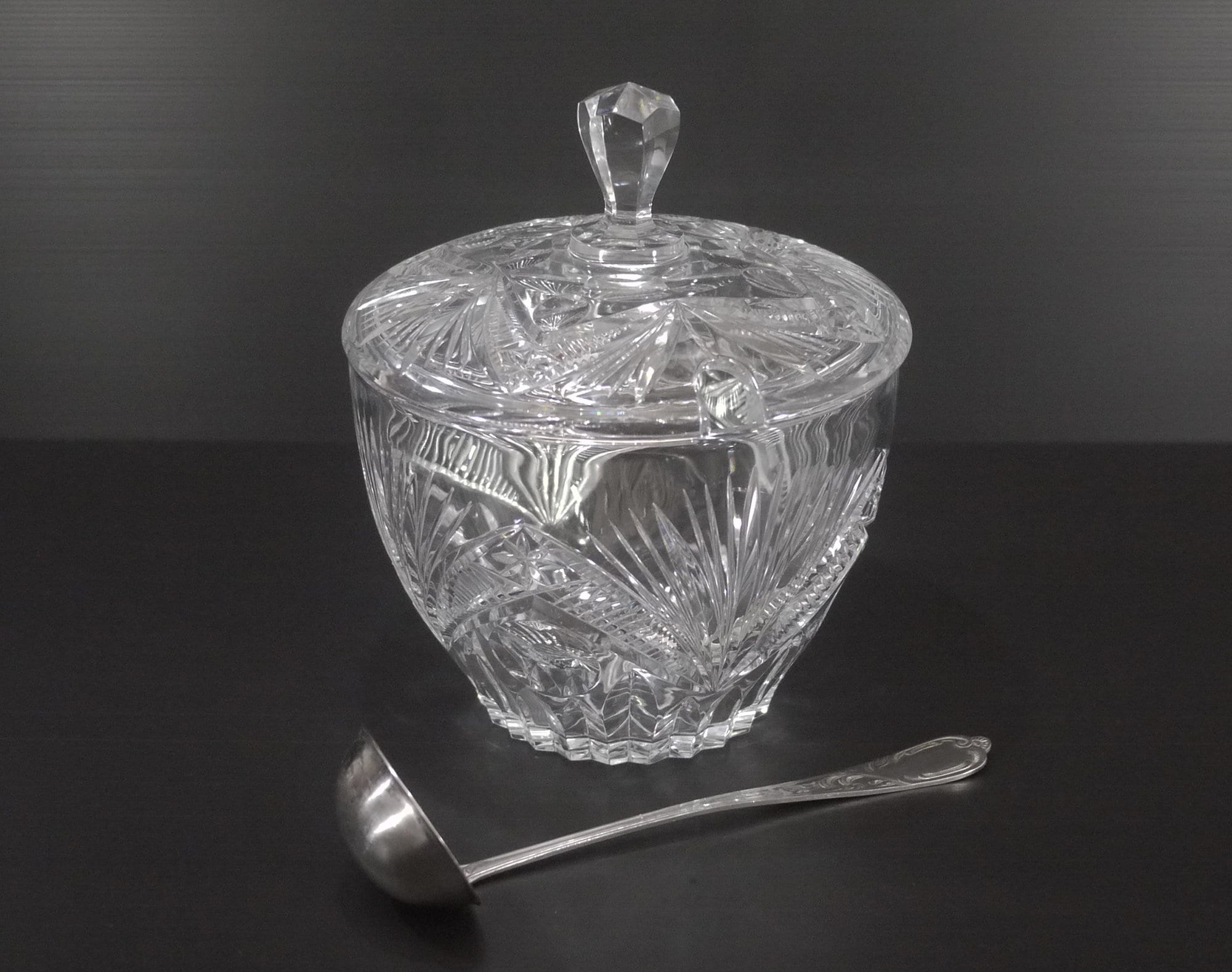 French Cut Crystal Punch Bowl with Lid Vintage Party Table Decor