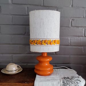 Vintage 70s Table Lamp with Orange Ceramic Base
