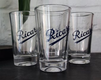 French Ricard Shot Glasses set of 4 Vintage Bistro Glasses Pastis Drink Glasses