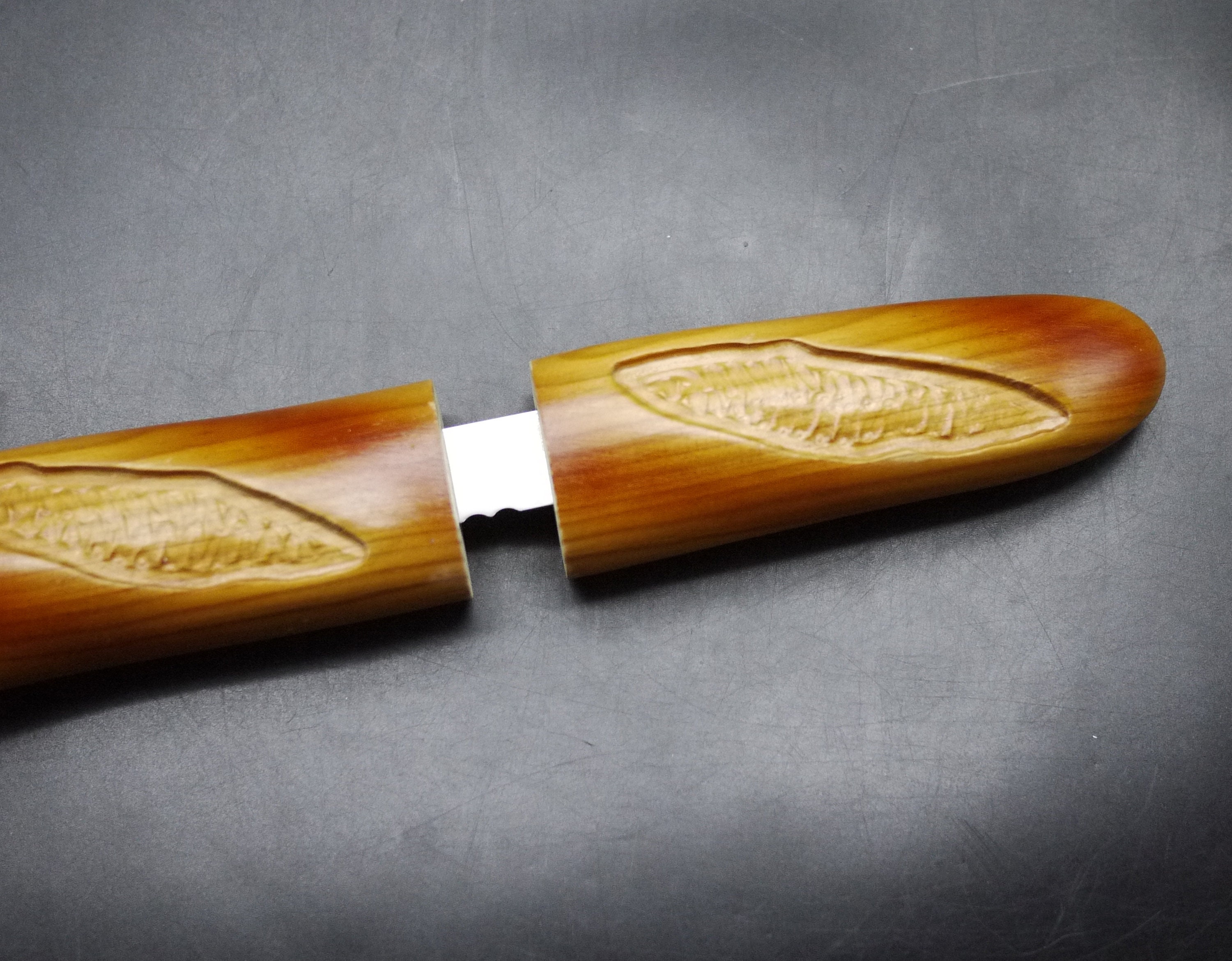 Vintage French Wood Baguette Bread Knife by Cuzin