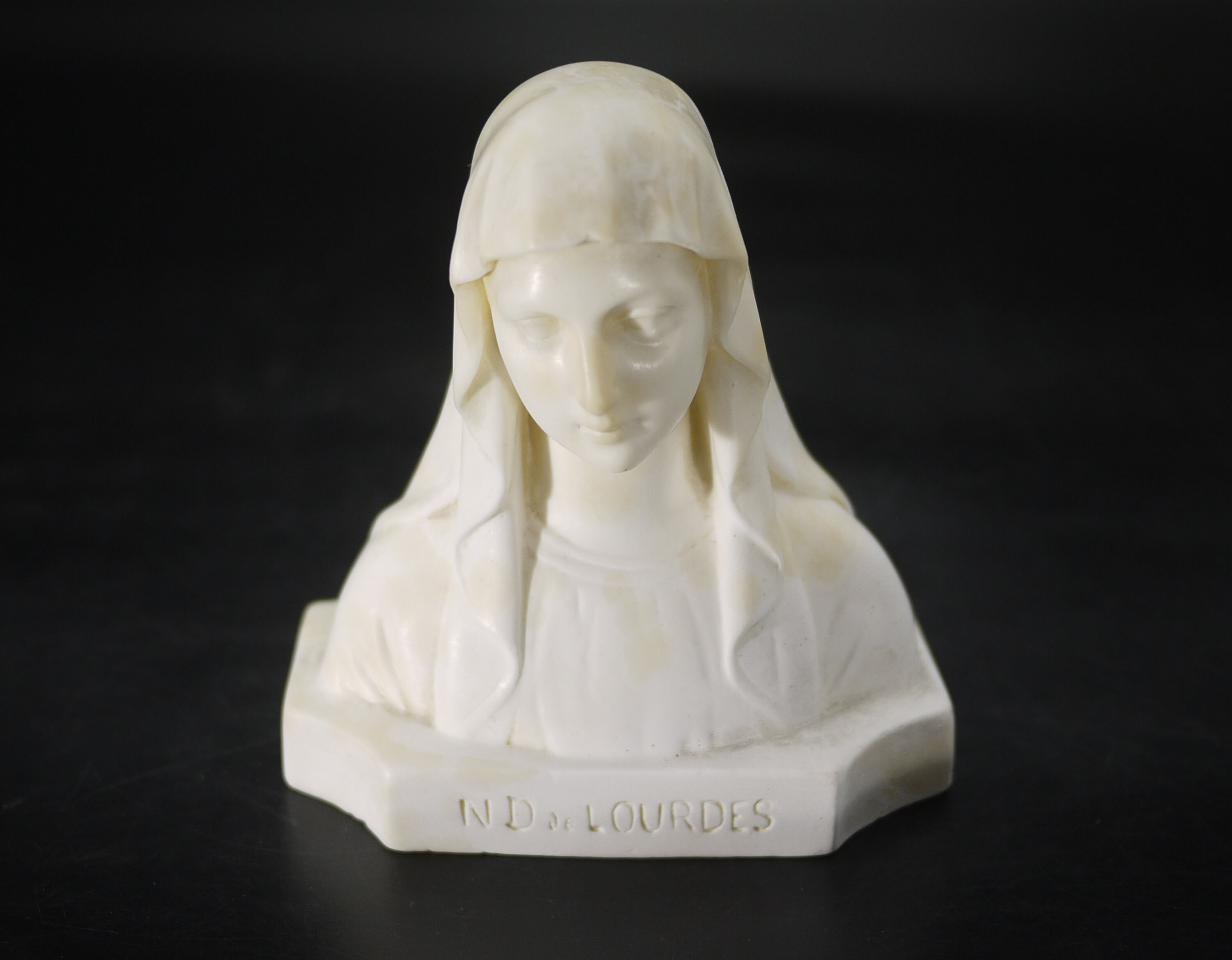 Antique Our Lady Of Lourdes Bust Wax Sculpture
