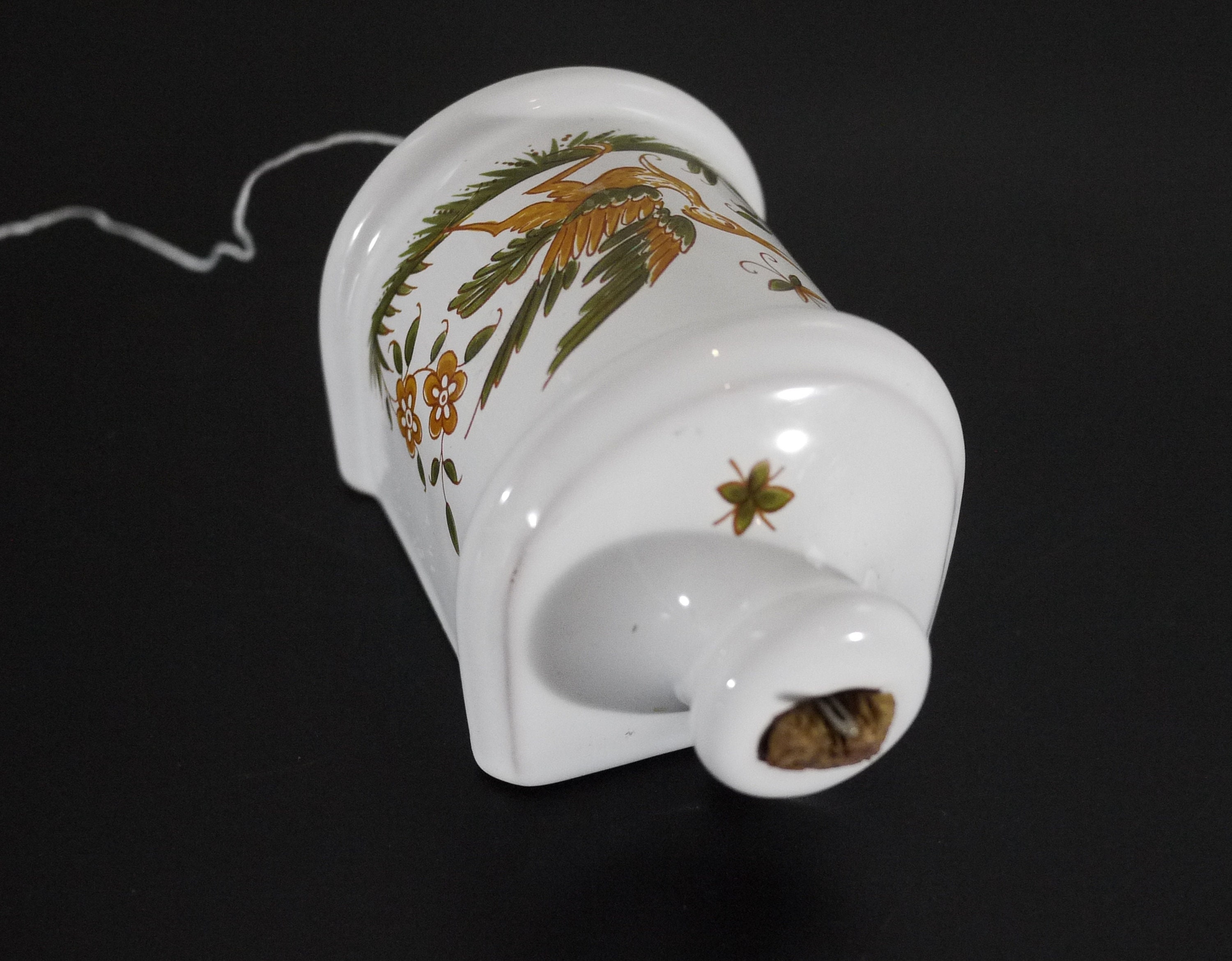 French Ceramic String and Scissor Holder Wall Hanging