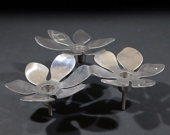 Vintage Metal Candlestick Holder Large Flower Sculpture Candle Holder 1990s Ikea Home Decor
