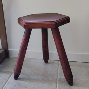 Vintage French Wooden Farmhouse Milking Stool, Rustic Kitchen Seat