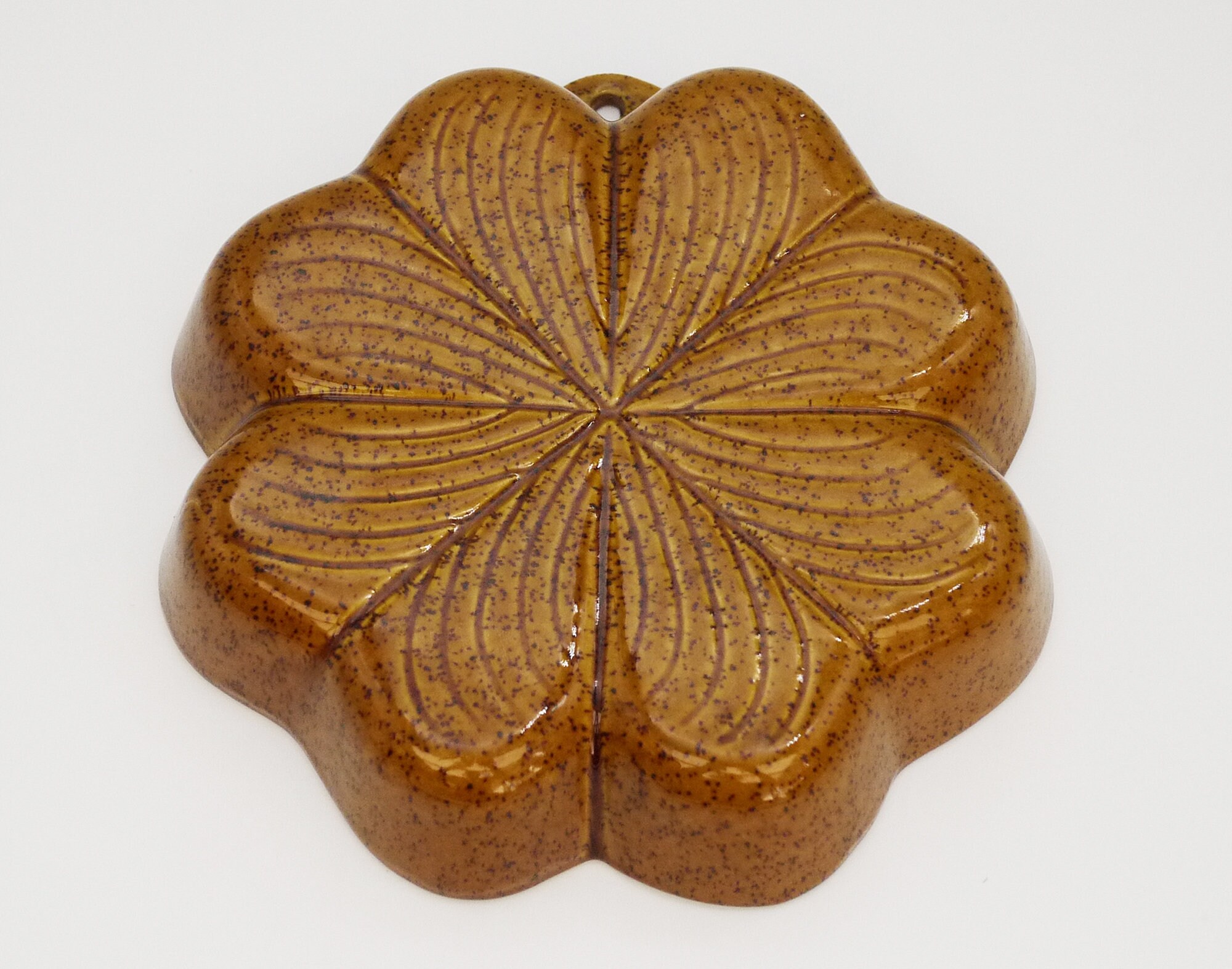 French Ceramic Bundt Cake Pan Clover Bakeware Rustic Kitchen Decor