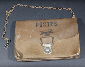 Vintage French Postman Bag Leather Messenger Satchel Mail Delivery Bag