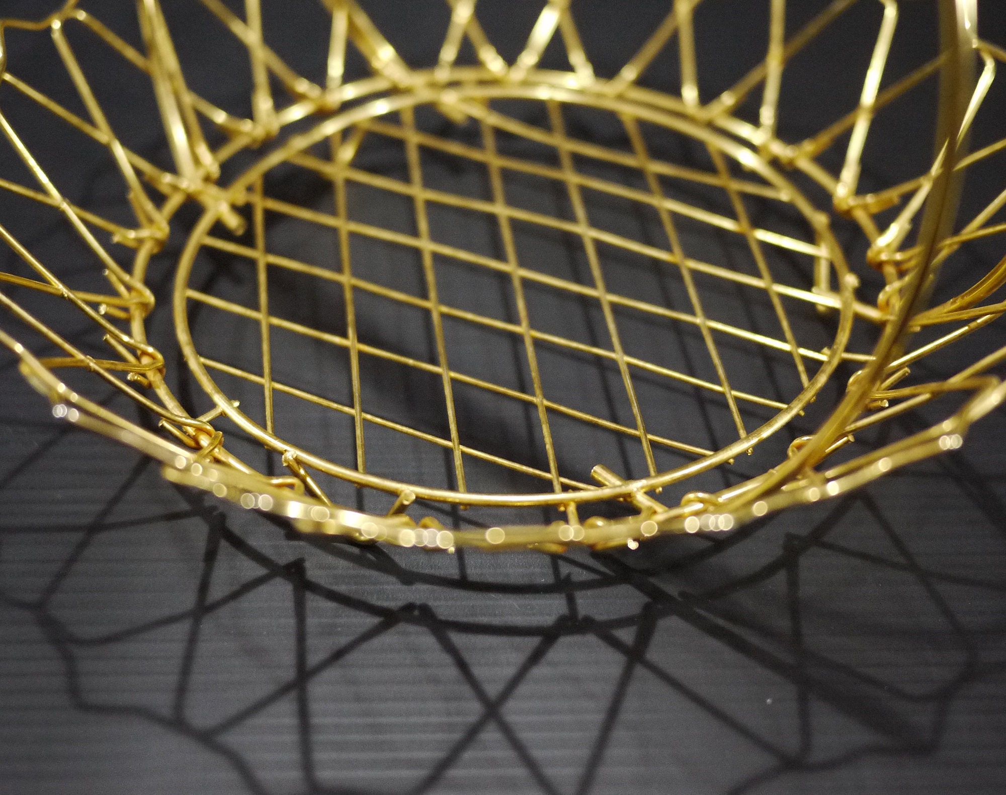 French Wire Gold Basket with Handle