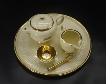 French Art Deco Tea set in Yellow Ceramic by St Clément, S/5