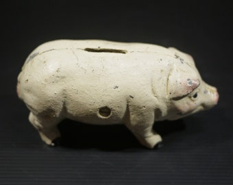 Vintage Cast Iron Piggy Bank, Rustic Money Box Butcher's Shop Display