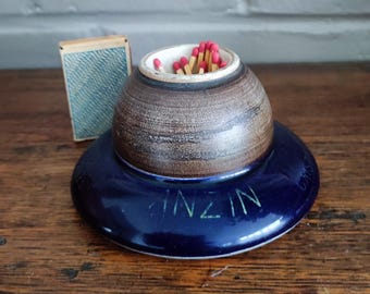 Antique Match Striker French Porcelain Advertising Pyrogene Match Holder Striker Parisian Bistro Decor