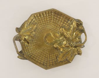 Vintage French Brass Embossed Ring Dish