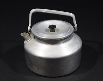 Vintage French Aluminum Camp Kettle, Small Tea Kettle