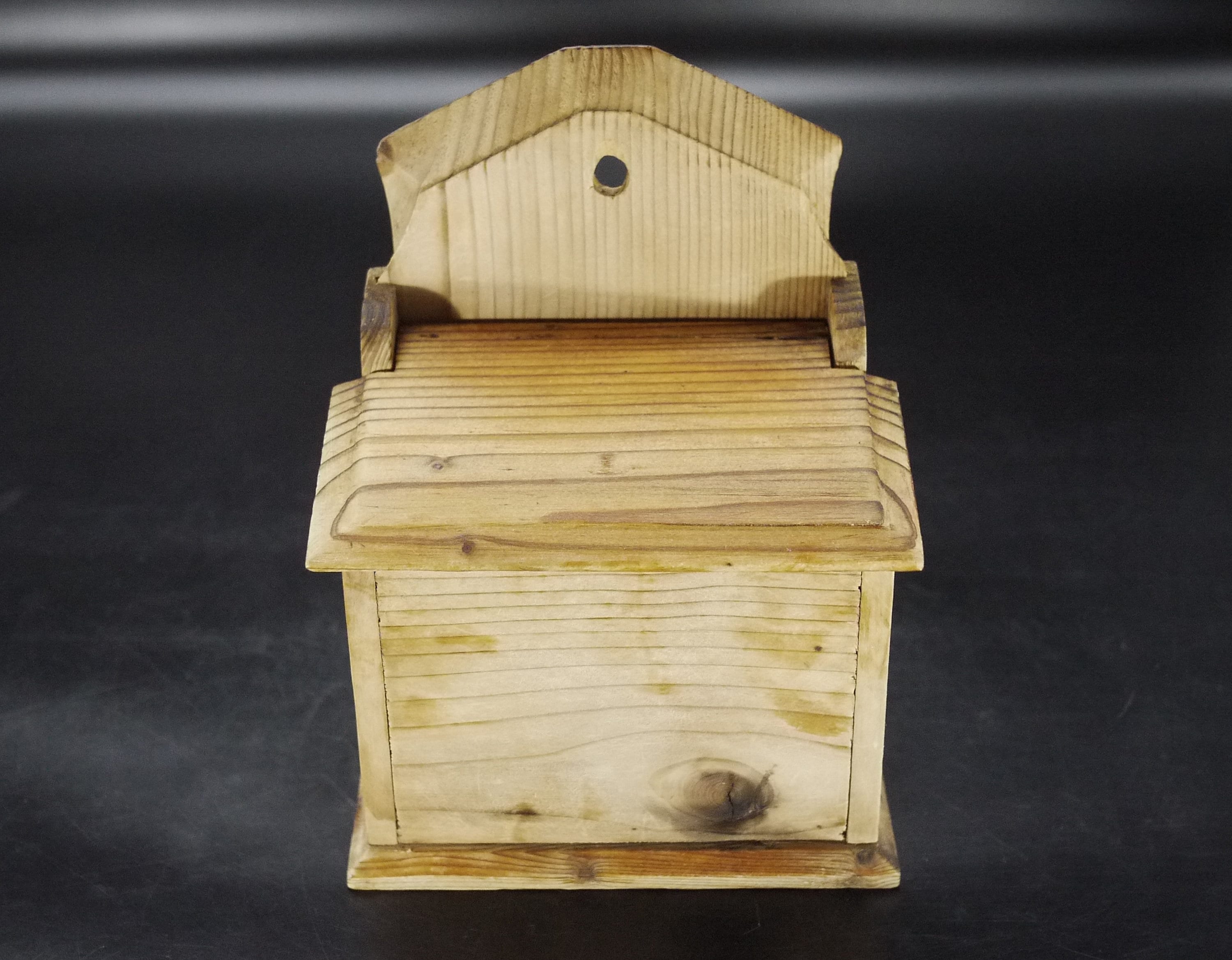 French Wooden Farmhouse Salt Box With Lid