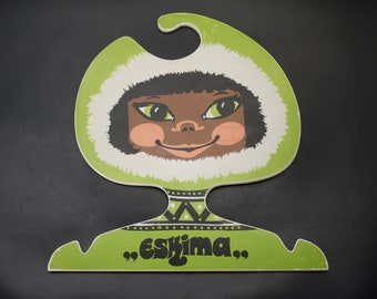 Vintage Face Hanger 1970s Eskimo Head Clothes Hanger by Ges. Gesch.Retro Wall Decor