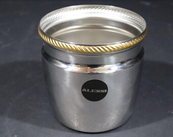 Vintage Mercurio Ice Bucket by Carlo Alessi for Alessi in Stainless Steel and Gold Rim