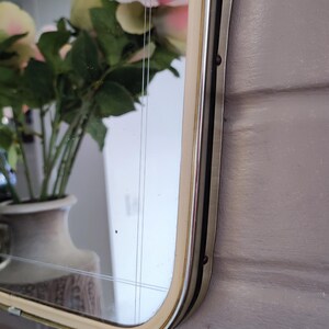 French Asymmetric Brass Wall Mirror, 1960s Rockabilly Decor image 16