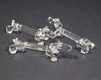 RESERVED for IS... French Crystal Knife Rests Dachsund Dog Figurines, S/9
