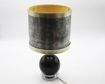 Vintage Black Ceramic and Chrome Table Lamp