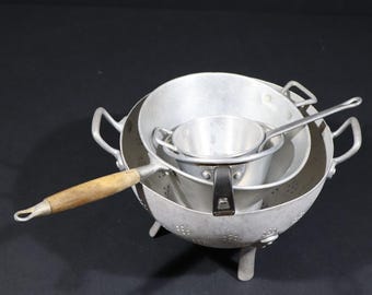 French Vintage Aluminum Colanders Drainers Tea Strainer set Retro Farmhouse Kitchen Utensils