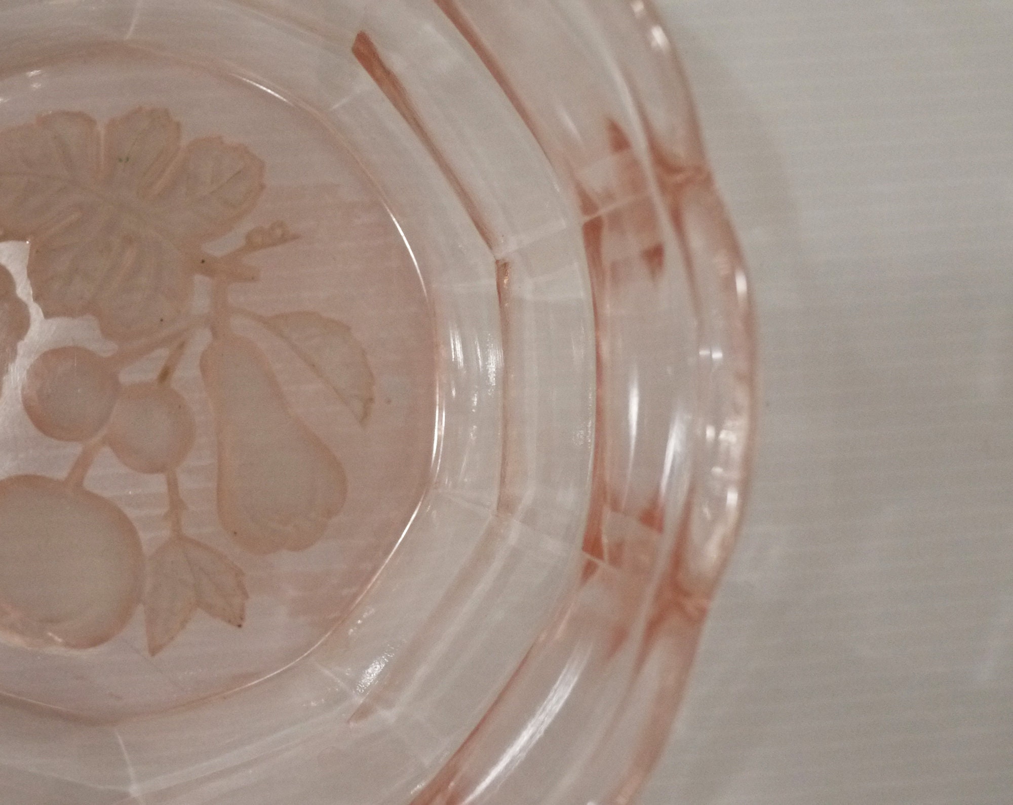 French Art Deco Pink Glass Salad Bowls, S/2