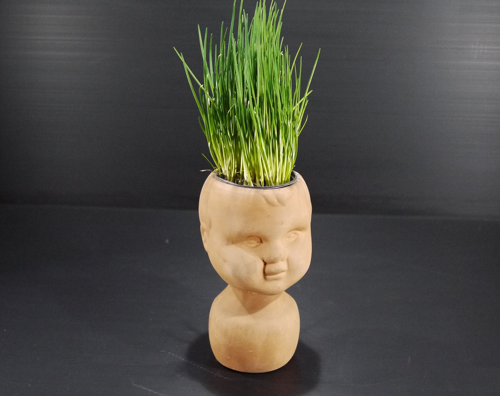 Vintage Doll Head Terracotta Planter