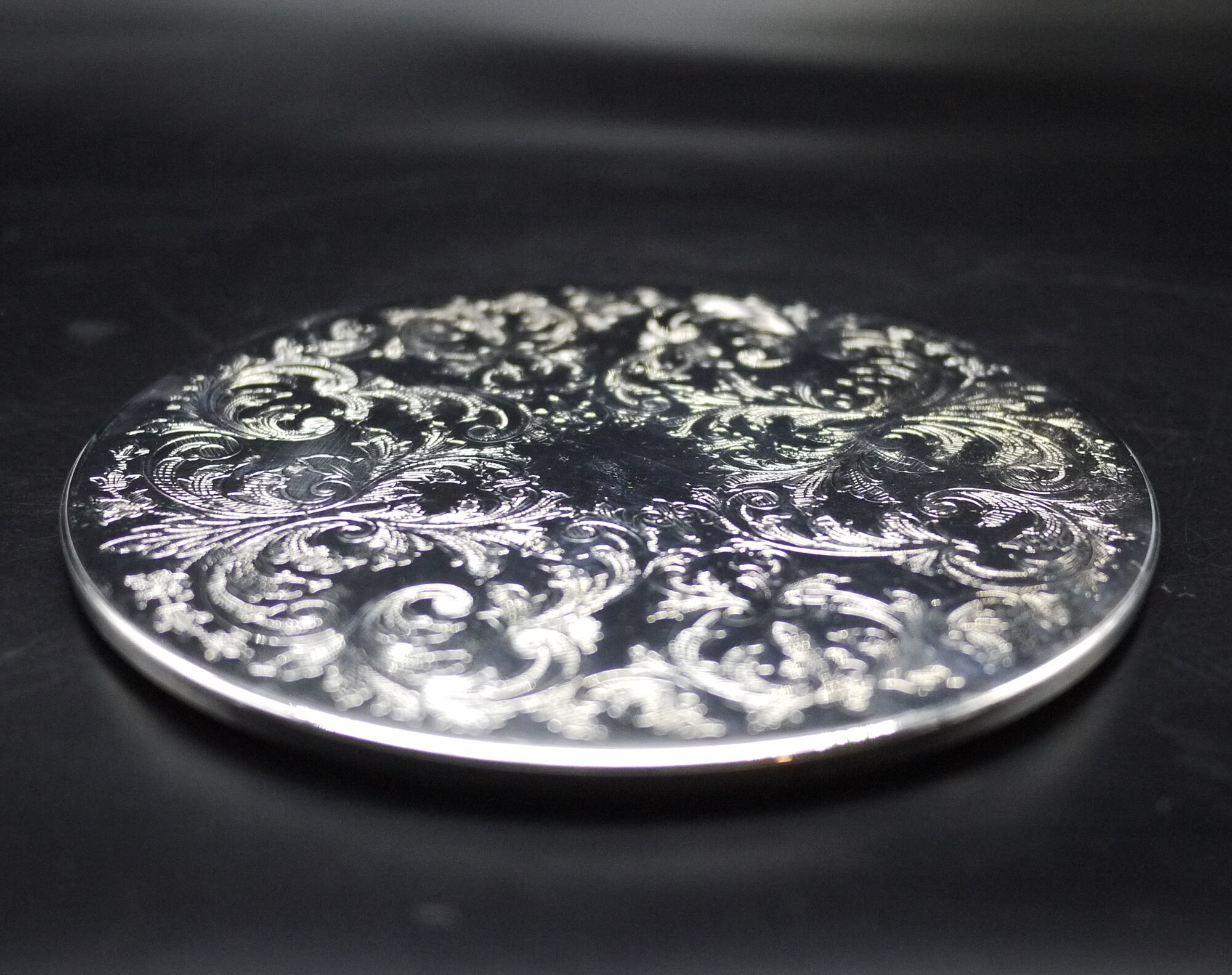 Vintage Engraved Silver Plated Trivet, English Table Decor