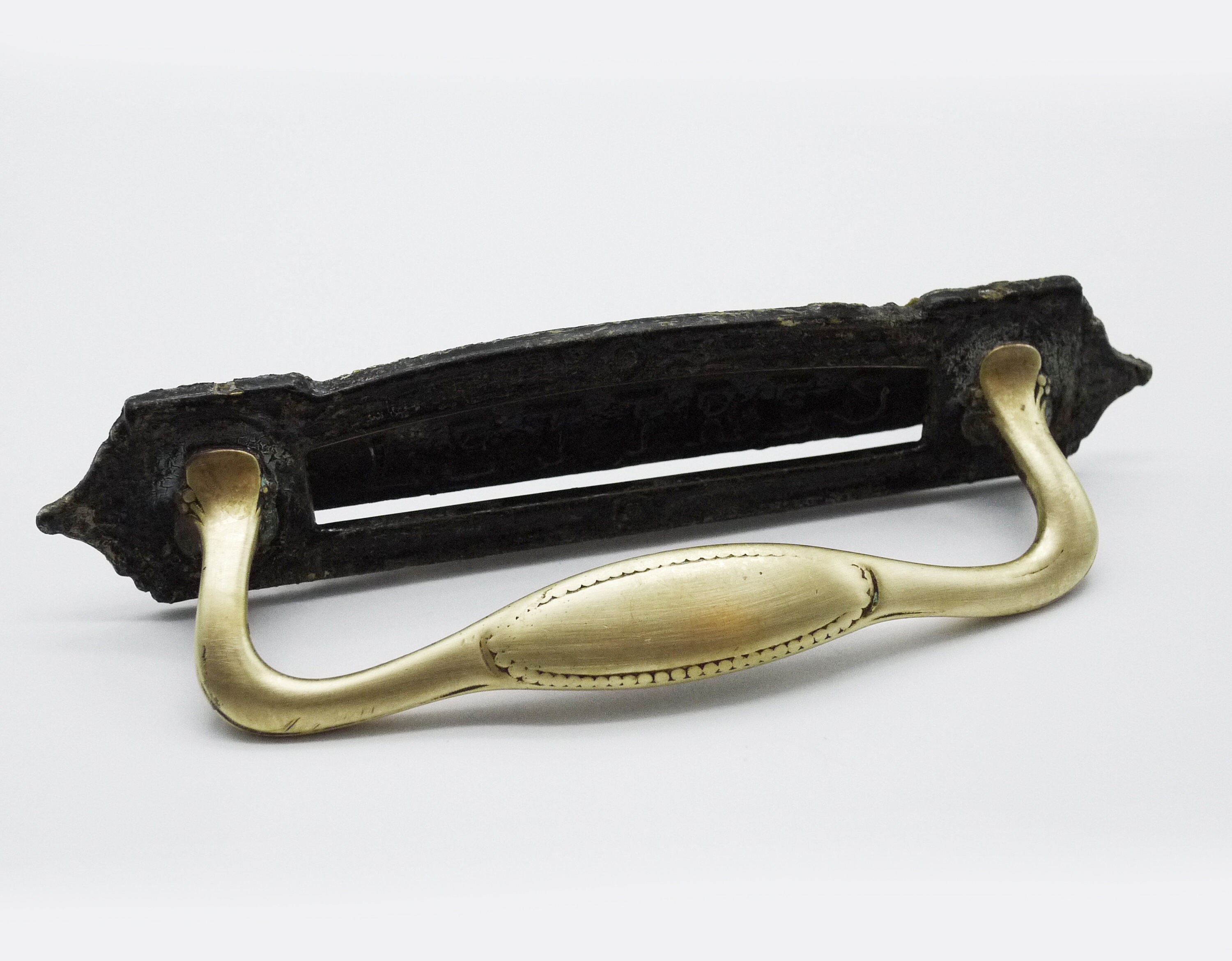 Antique French Letter Box Flap With Brass Handle