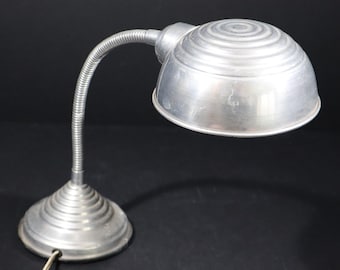 Vintage 60s Aluminum Desk Lamp, Midcentury Modern Metal Table Lamp