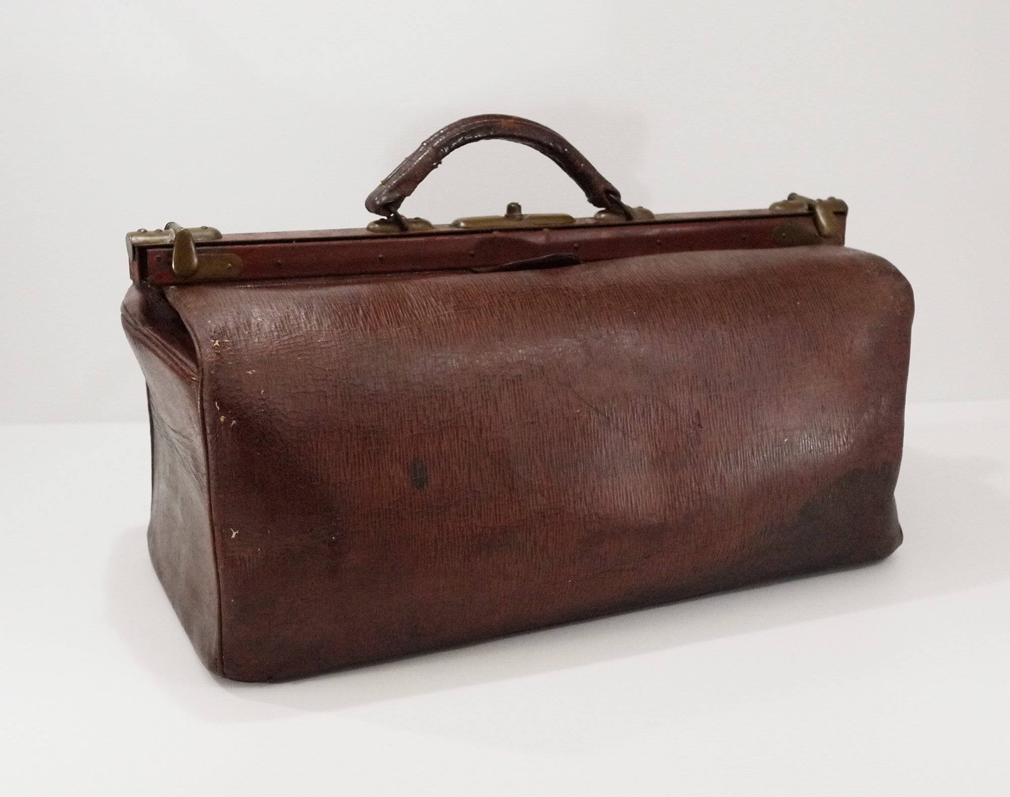 French Antique Leather Doctor's Bag, Medical Bag, Collectible Luggage