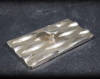 Vintage Steel Metal Paperweight Alan Wood Antique Advertising Paper Weight