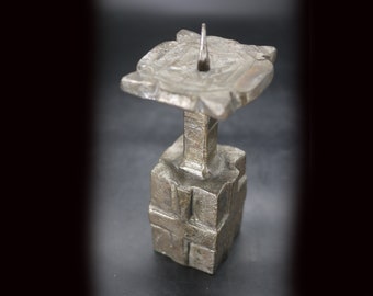 Mid Century Modern Vintage Candlestick Bronze Cast Steel Brutalist Candle Holder