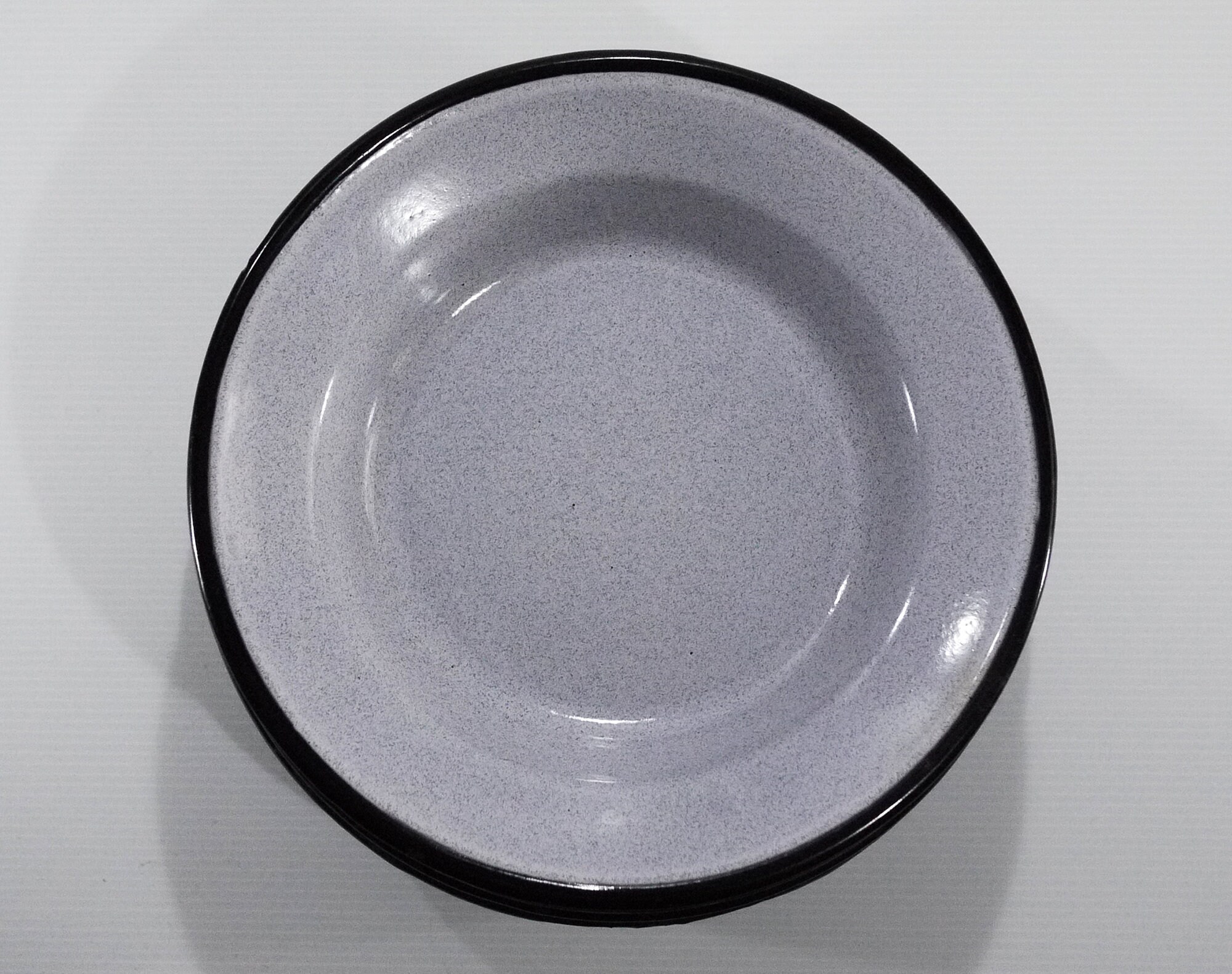 Vintage Enamelware Plate and Bowl Set of 16 Grey and Black Cesco USA