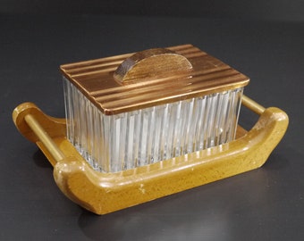 French Vintage Glass Biscuit Box with Tray