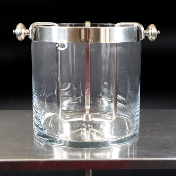 Christofle Fleuron Large Champagne Bucket: Silver Plate and Glass