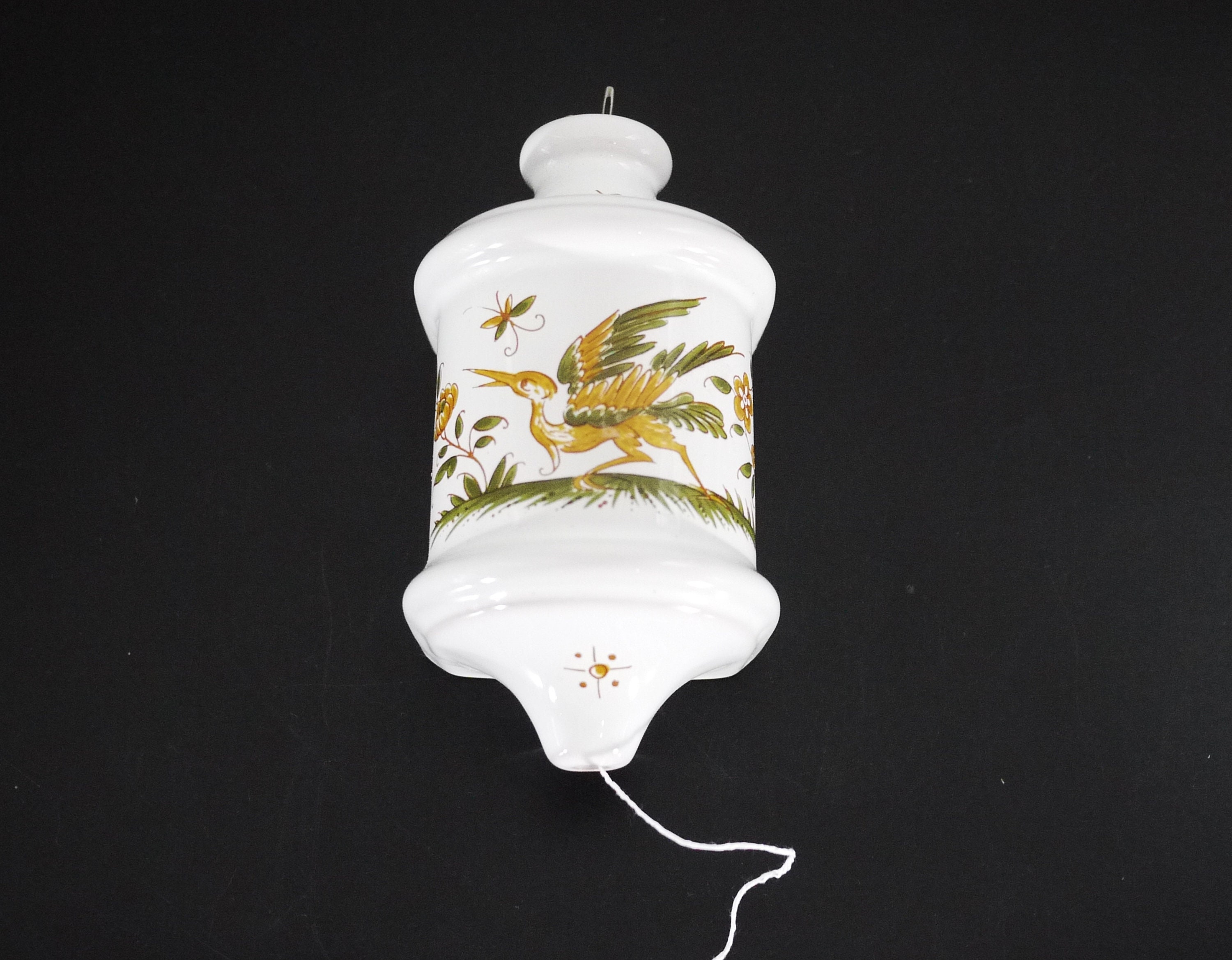 French Ceramic String and Scissor Holder Wall Hanging