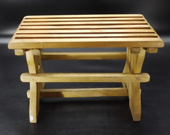 Vintage French Wooden Small Bench