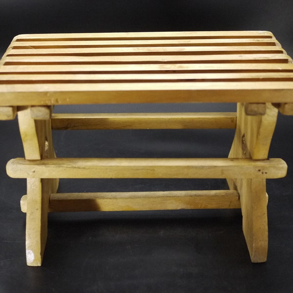 Vintage French Wooden Small Bench