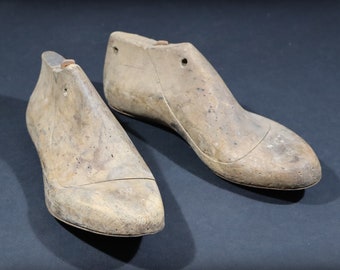 Antique French Crafted Wooden Shoe Lasts Wood Shoe Molds Rustic Country Decor