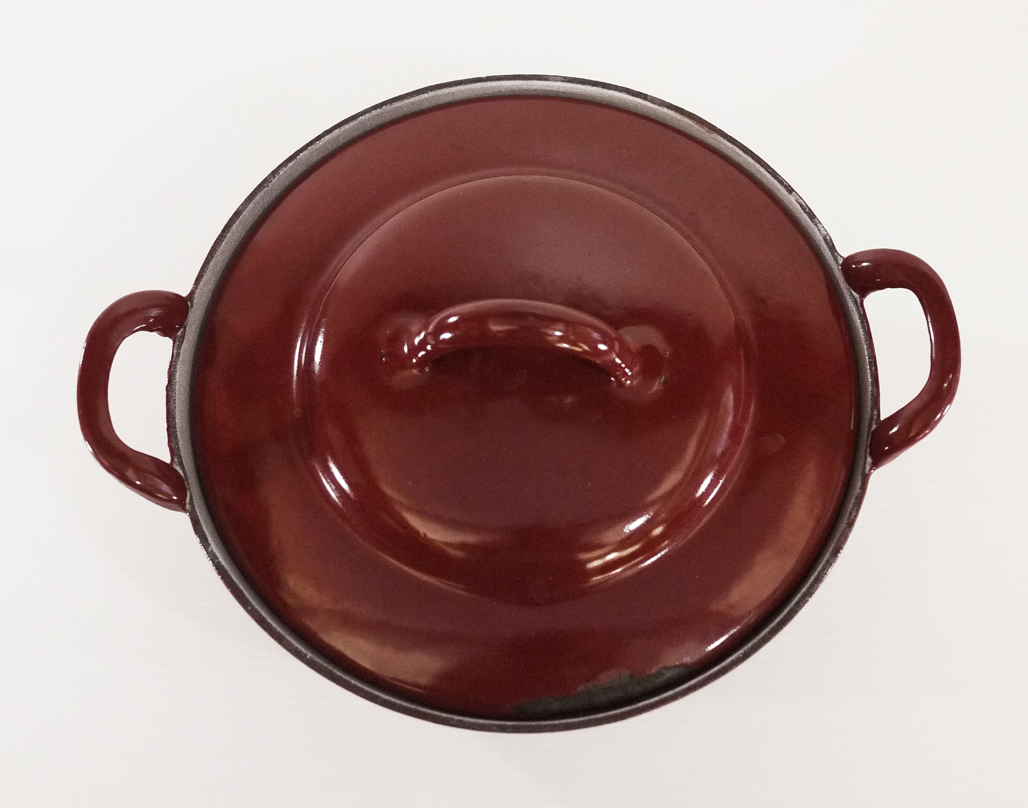 Vintage French Enamel Cast Iron Casserole with Lid, Retro Cookware