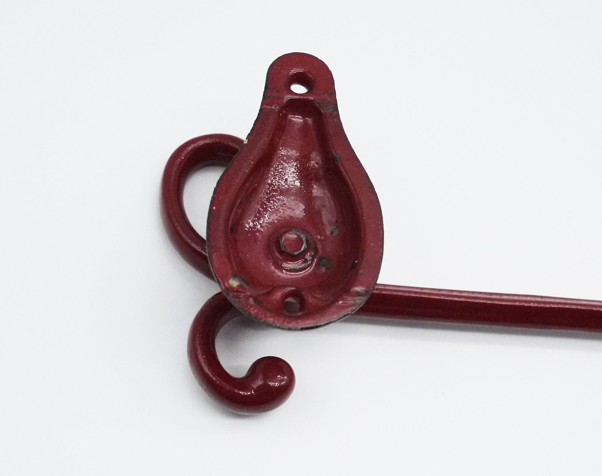 Art Deco Bath Towel Bar Burgundy Enamel Cast Iron