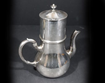 Antique French Coffee Pot Art Deco Silver Plated Cafetiere, Chic Restaurant Decor