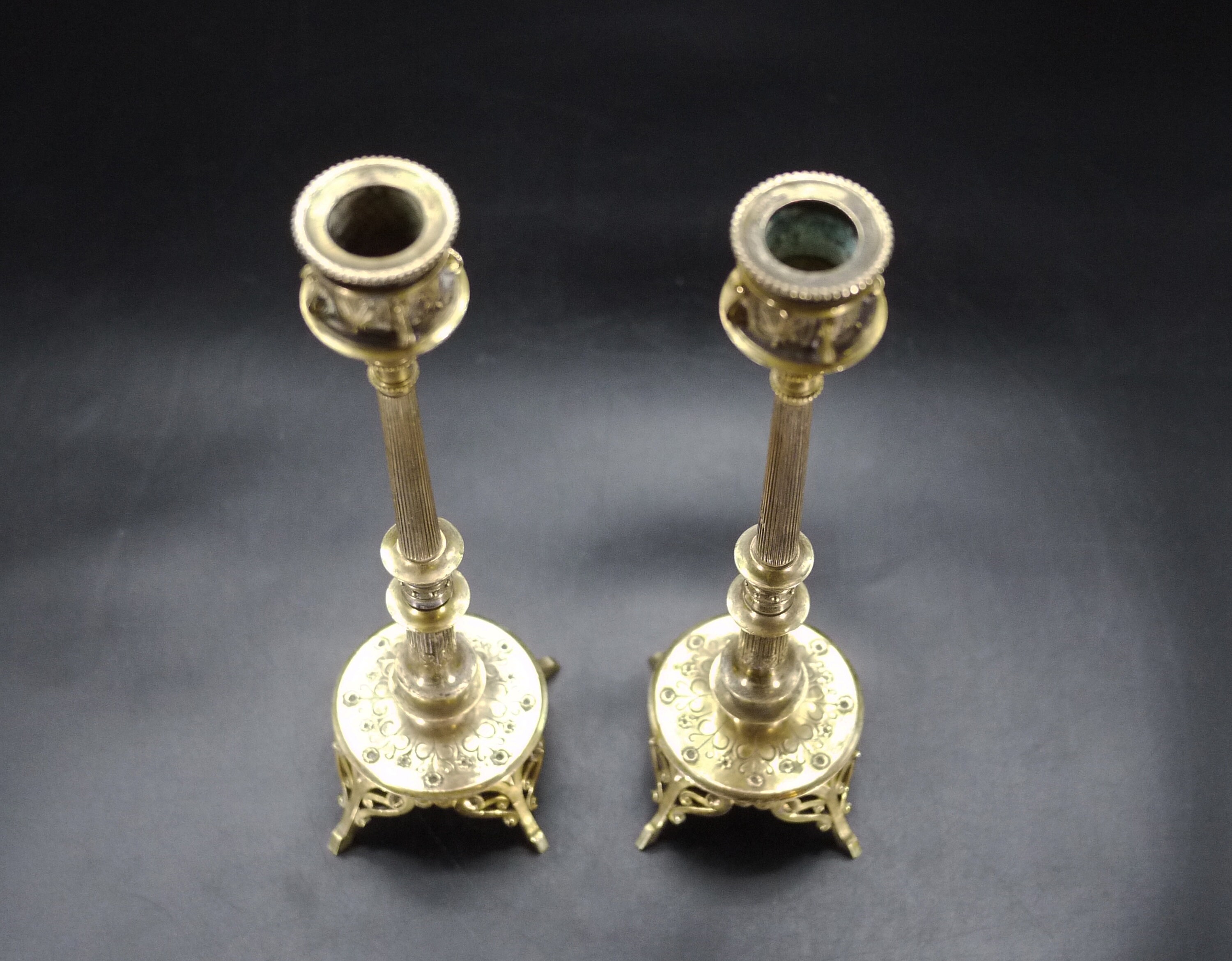 Pair Of French Empire Gilt Bronze Candlesticks Signed Etsy