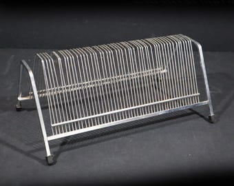 Vintage Chrome Vinyl Record Holder - French Retro Decor