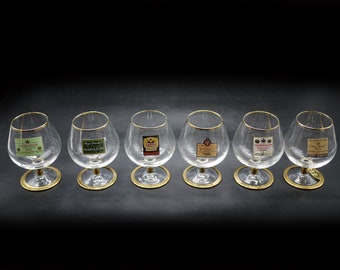 French Cognac Advertising Glasses, S/6